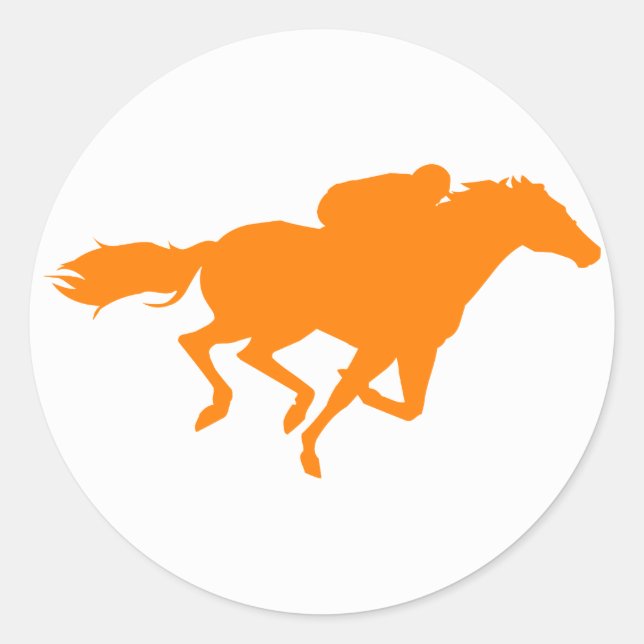 Orange Horse Racing Classic Round Sticker (Front)