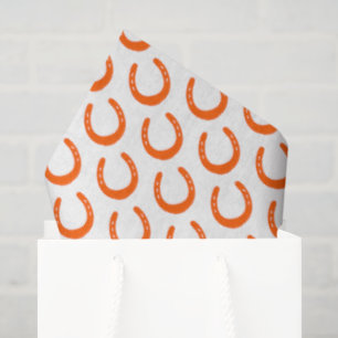 Orange Horseshoe Silhouette Modern Horses Barn Fun Tissue Paper