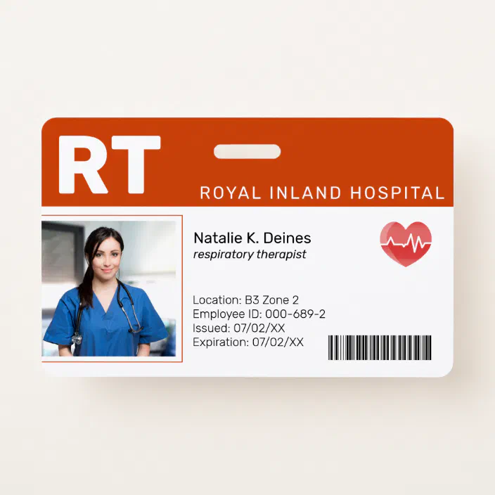 Orange Hospital Medical Employee Photo Id Badge Zazzle