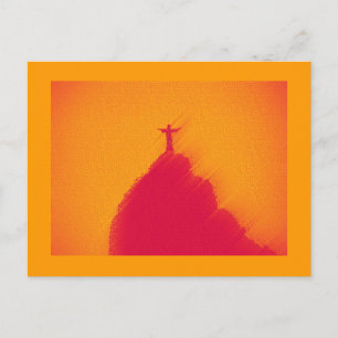 Orange hot colorful Christ, Rio de Janeiro Postcard