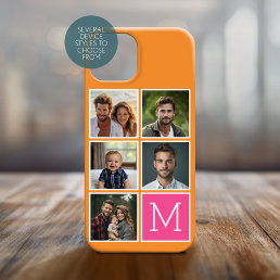 Orange - Hot Pink - 5 Photo Collage - Monogram Case-Mate iPhone 14 Case