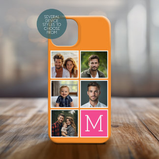 Orange - Hot Pink - 5 Photo Collage - Monogram Case-Mate iPhone 14 Case