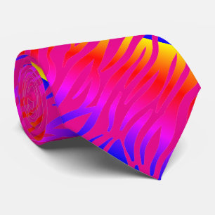Orange Hot Pink Abstract Zebra Stripe Patterns Neck Tie