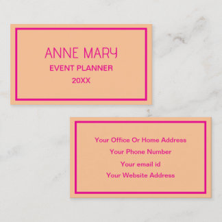 Orange Hot Pink Custom Color Wedding Trendy Business Card