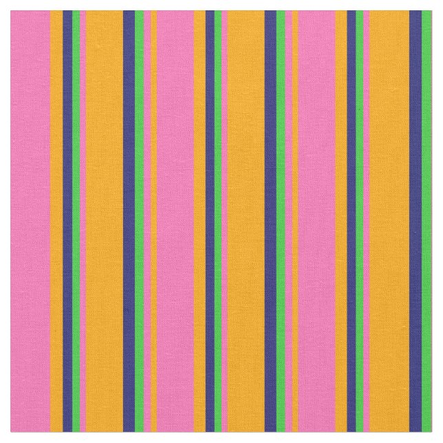 Orange, Hot Pink, Lime Green, and Midnight Blue Fabric (Close Up)