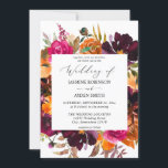 Orange, Hot Pink & Purple Fall Floral 2 Wedding Invitation<br><div class="desc">Match your tropical or destination wedding theme with your Orange,  Hot Pink & Purple Fall Floral wedding invitation.</div>