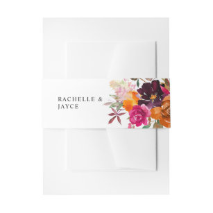 Orange, Hot Pink, & Purple Fall Floral 4 Invitation Belly Band