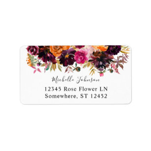 Orange, Hot Pink, & Purple Floral 2 Return Address Label