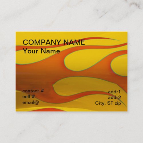 orange hotrod flames business card