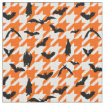 orange houndstooth halloween black bats  fabric
