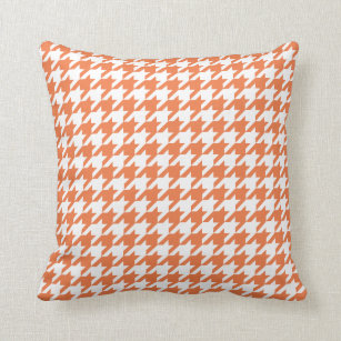 Orange Houndstooth Pattern Throw Pillow