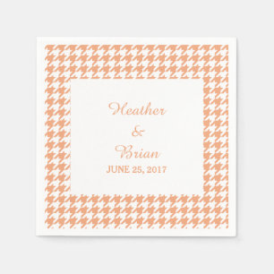 Orange Houndstooth Wedding Paper Napkins