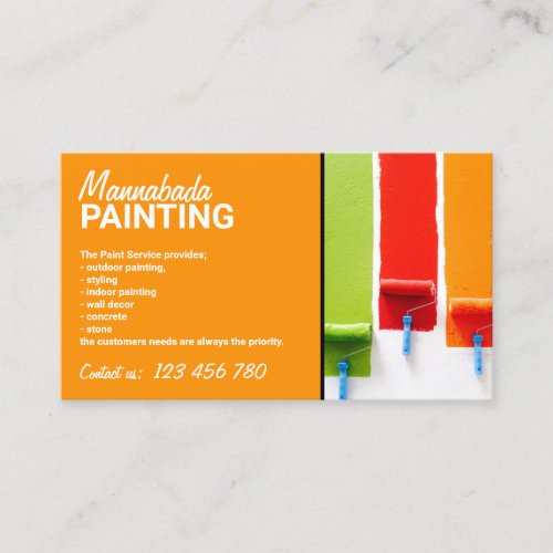 Orange House Interior Wall Painting Service Work Business Card