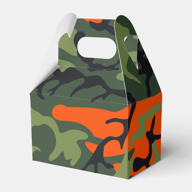 Orange Hunter Camo Favor Boxes (Front Side)
