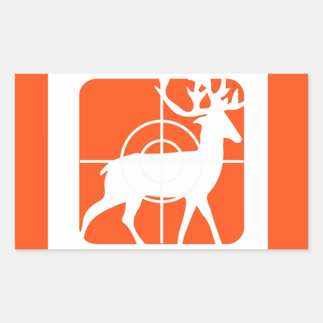 Orange Hunting Buck in Crosshairs Rectangular Sticker (Front)