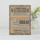 Orange Hunting Camo Baby Shower Invitations (Standing Front)