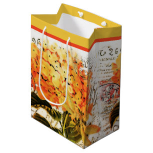 Orange hydrangea and dragonfly medium gift bag