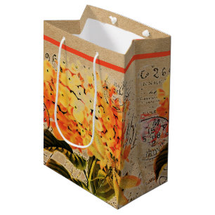 Orange hydrangea and dragonfly medium gift bag