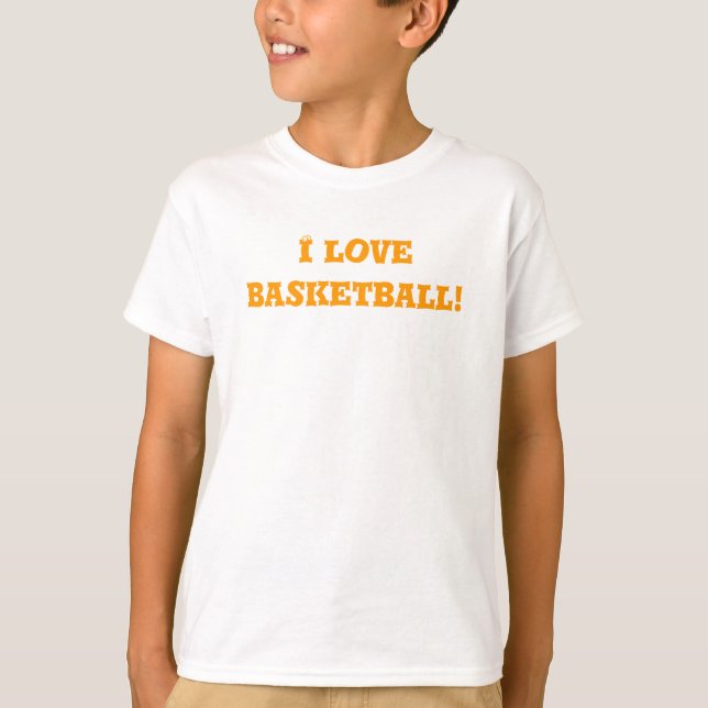 Orange I Love Basketball T-Shirt (Front)