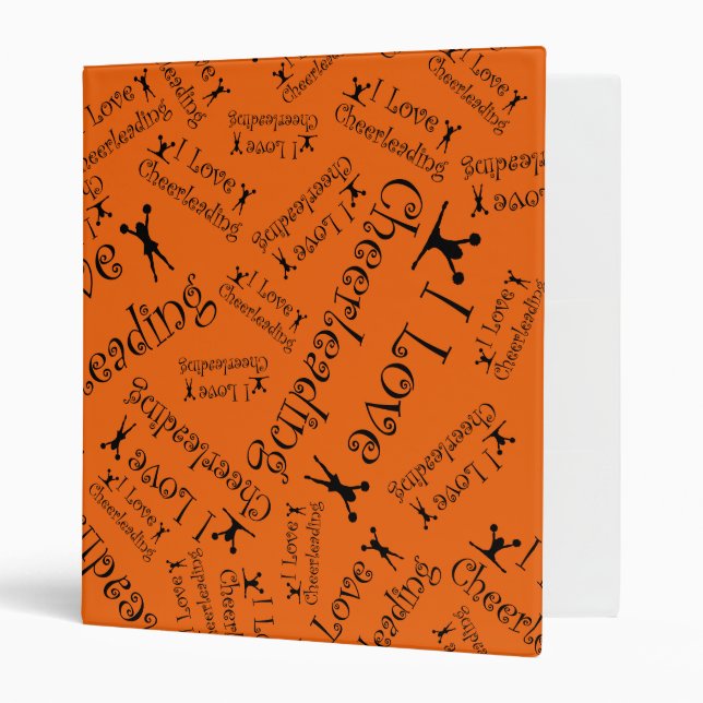 Orange I love cheerleading 3 Ring Binder (Front/Inside)