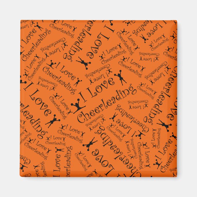 Orange I love cheerleading Magnet (Front)