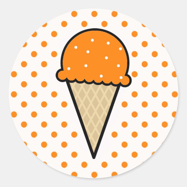 Orange Ice Cream Cone Classic Round Sticker (Front)