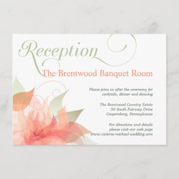 Orange Ice Floral Garden Wedding Reception Card by deluxebridal at Zazzle