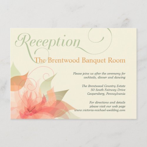 Orange Ice Floral Garden Wedding Reception Card