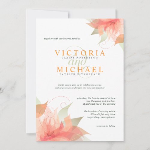 Orange Ice Metallic White Wedding Invitations 2