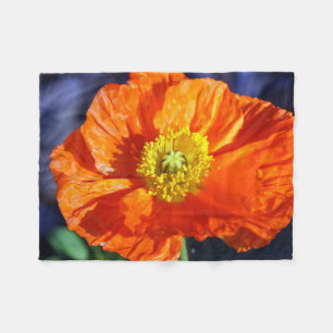 Orange Icelandic Poppy Photograph Fleece Blanket