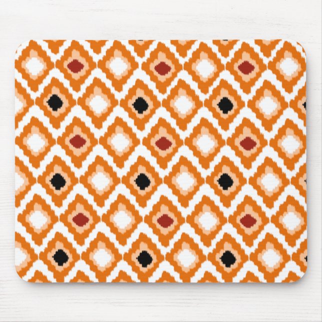 Orange Ikat Diamonds Custom Pattern Mouse Pad (Front)