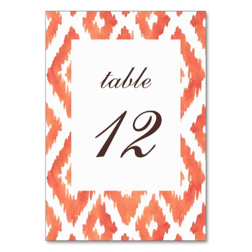 Orange Ikat Table Number