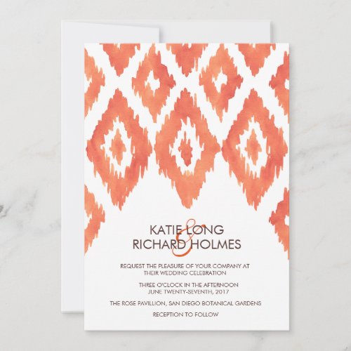 Orange Ikat Wedding Invitation