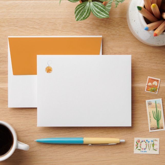 Orange Illustration Watercolor Hand-painted Envelope (Desk)