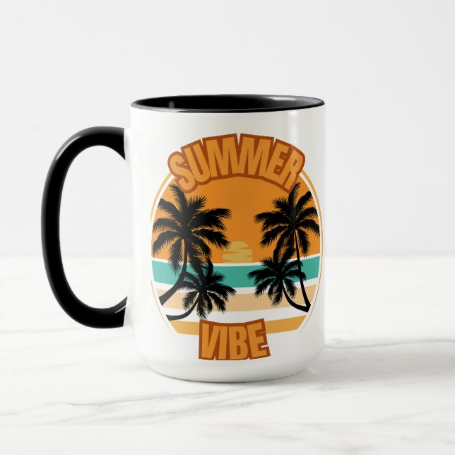 Orange Illustrative Summer Time Artwork Mug (Left)