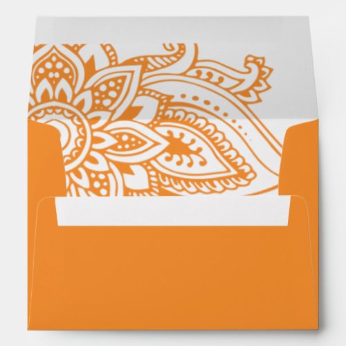 Orange Indian Paisley Wedding Invitation Envelope
