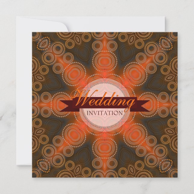 Orange Indian Star Wedding Invitation (Front)