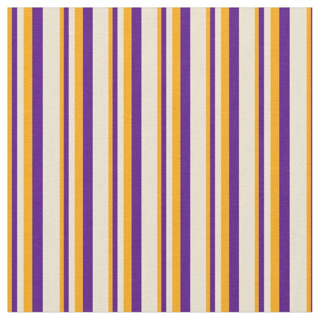Orange, Indigo, and Beige Lines Pattern Fabric (Close Up)