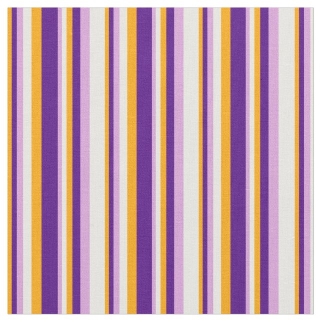 Orange, Indigo, Plum, and Mint Cream Stripes Fabric (Close Up)