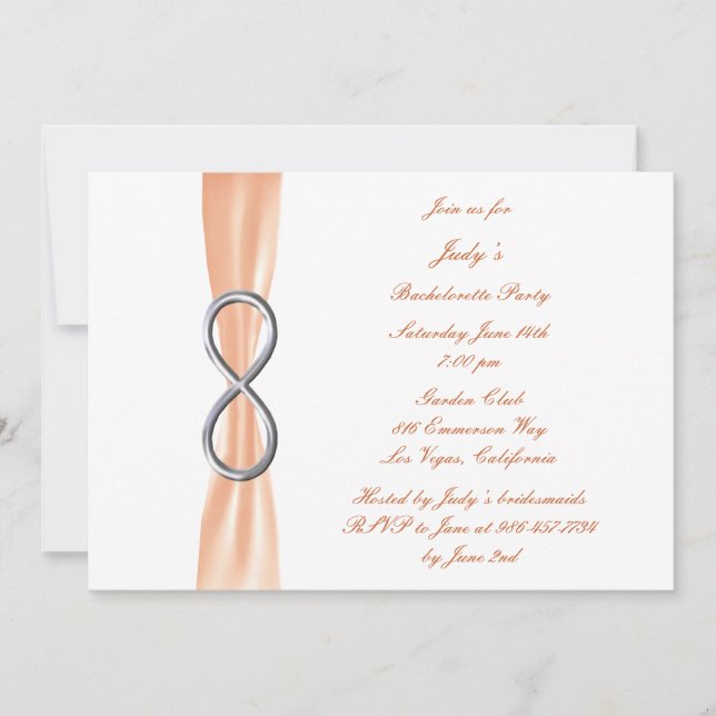 Orange Infinity Bachelorette Party Invitation (Front)