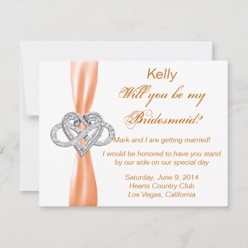 Orange Infinity Heart Bridesmaid Card
