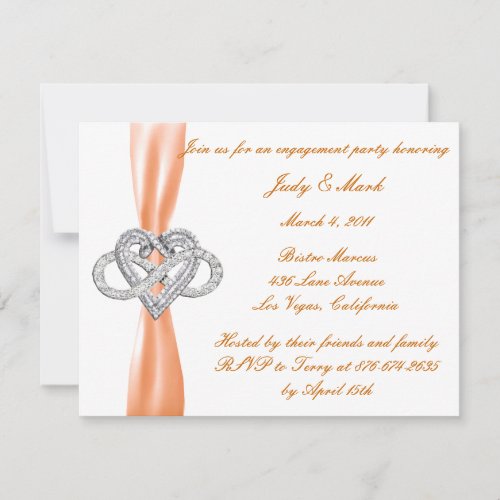 Orange Infinity Heart Engagement Party Invitation