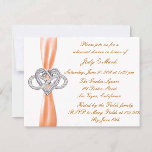 Orange Infinity Heart Rehearsal Dinner Invitation