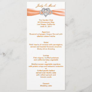 Orange Infinity Heart Wedding Menu Card