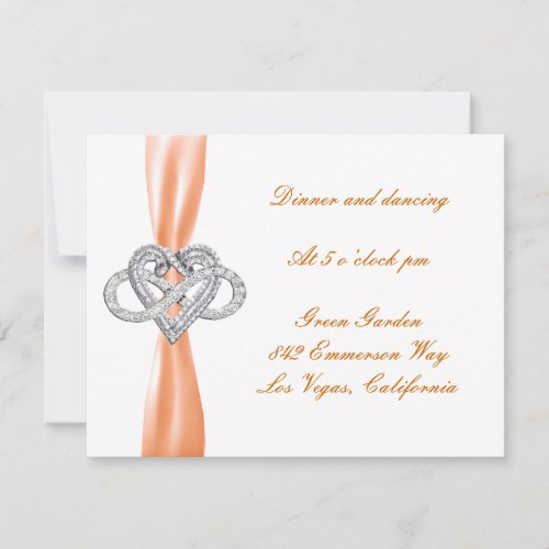 Orange Infinity Heart Wedding Reception Card