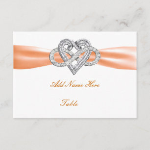 Orange Infinity Heart Wedding Table Place Card
