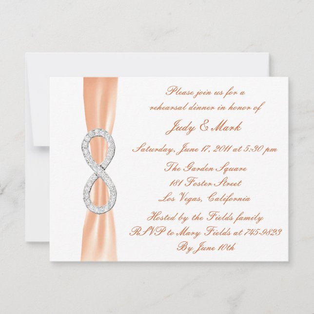 Orange Infinity Wedding Rehearsal Dinner Invite (Front)