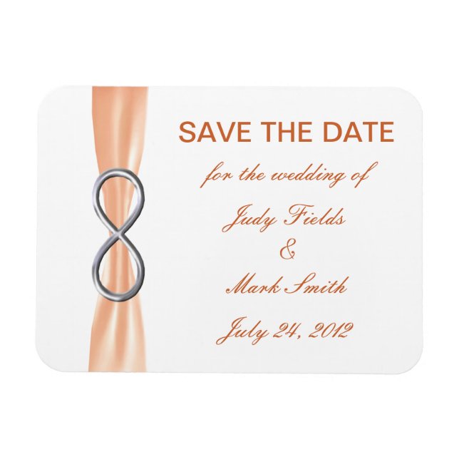 Orange Infinity Wedding Save The Date Magnet (Horizontal)