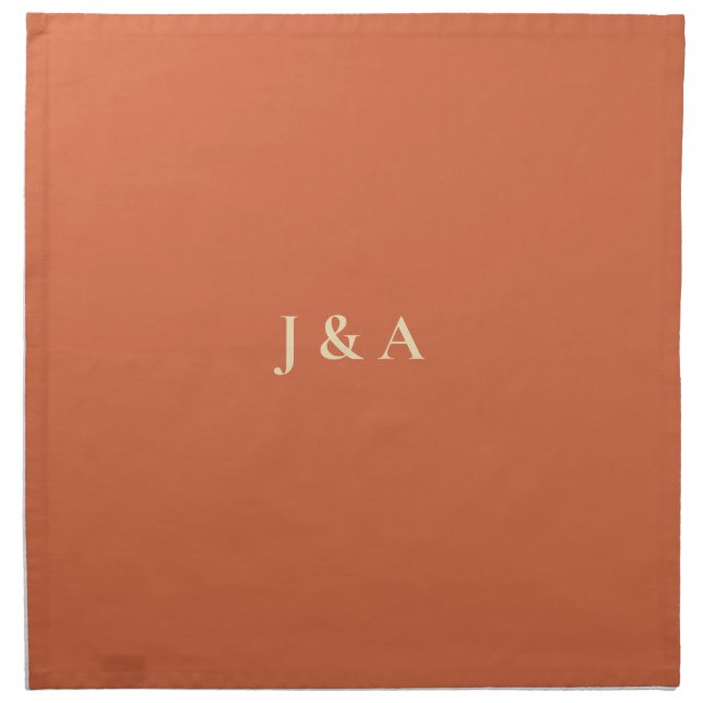 Orange Initials Wedding Napkin (Front)