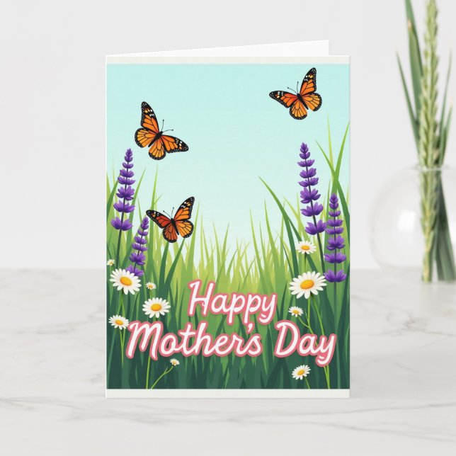 Orange Insect Mothers Day Meadow Card (Front)